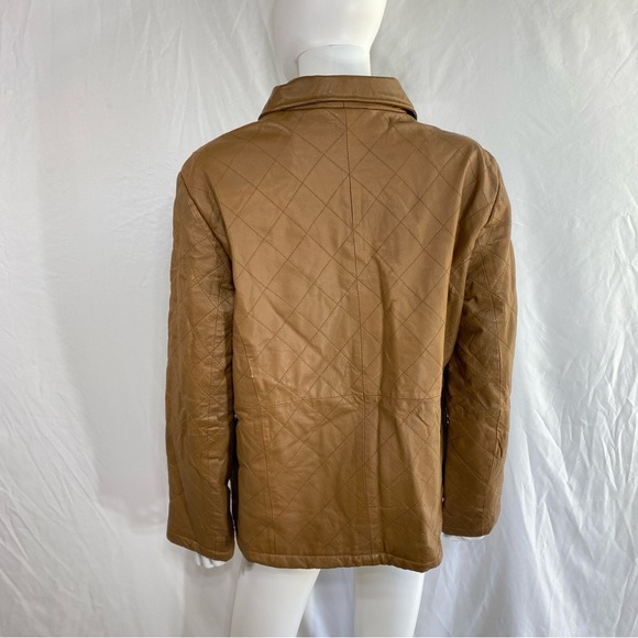 Dialogue Quilted Leather Golden Mahogany Colored Mid Century Style Jacket - Picture 4 of 9